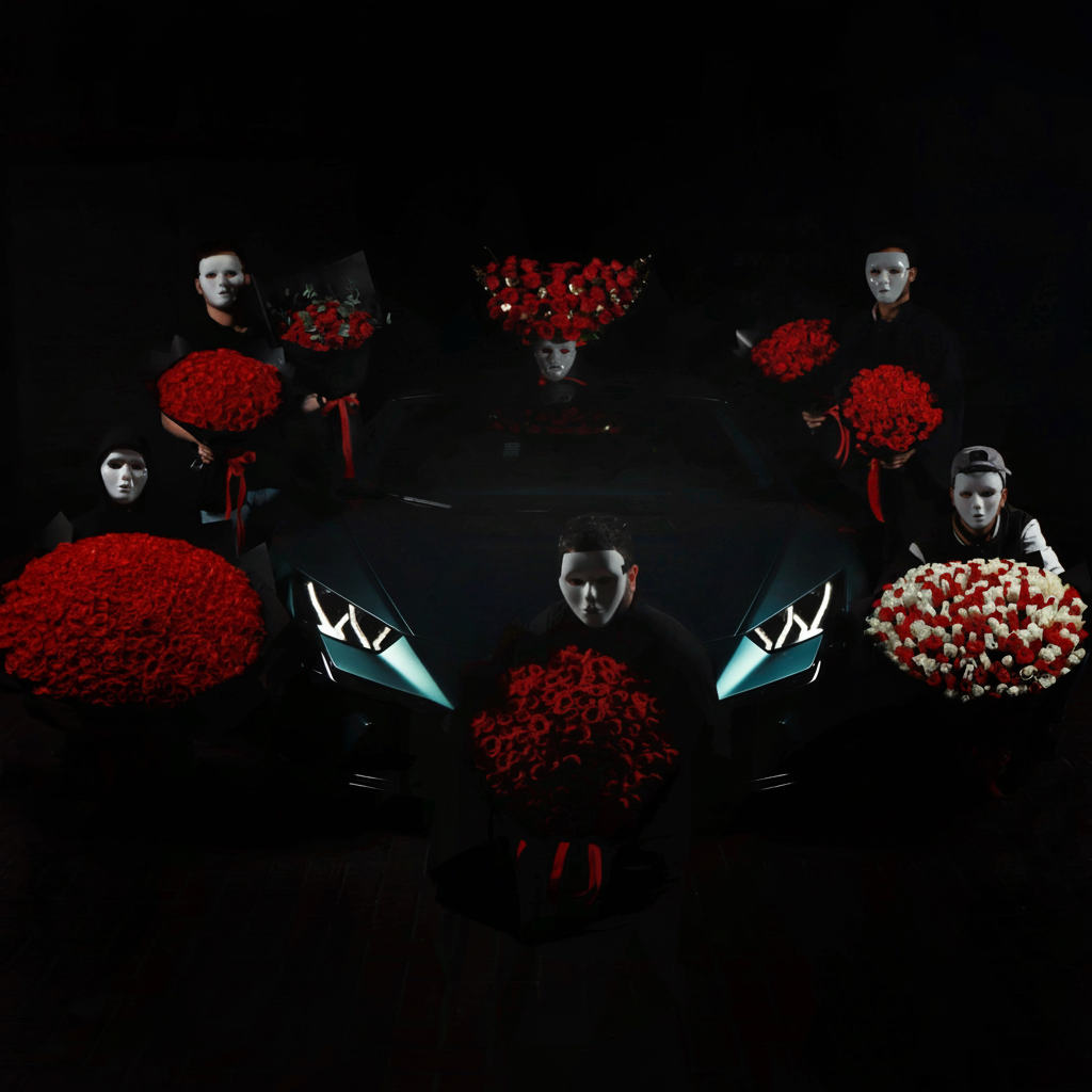 Valentine's Lambo Set 850 Roses - Luxury Masterpiece