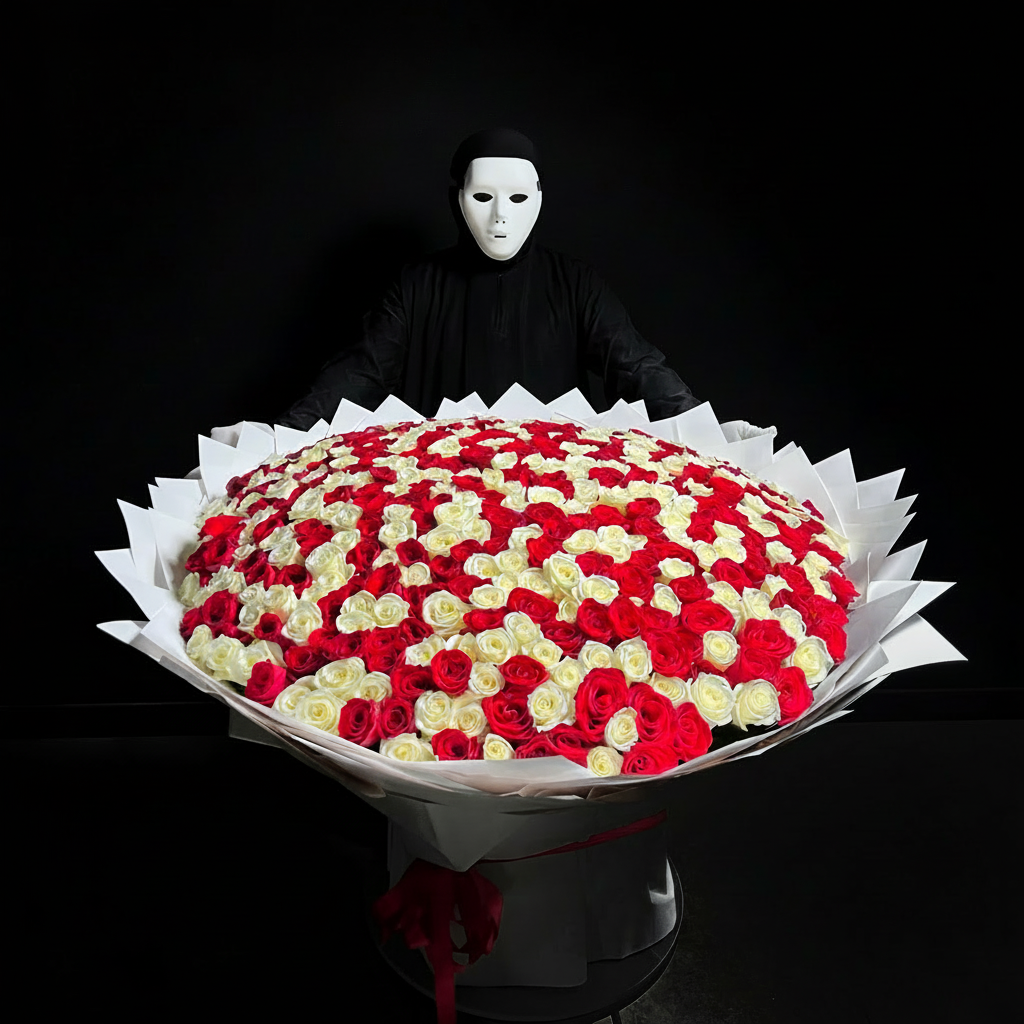 500 White & Red Roses Mix - Grand Romantic Gesture Dubai ...