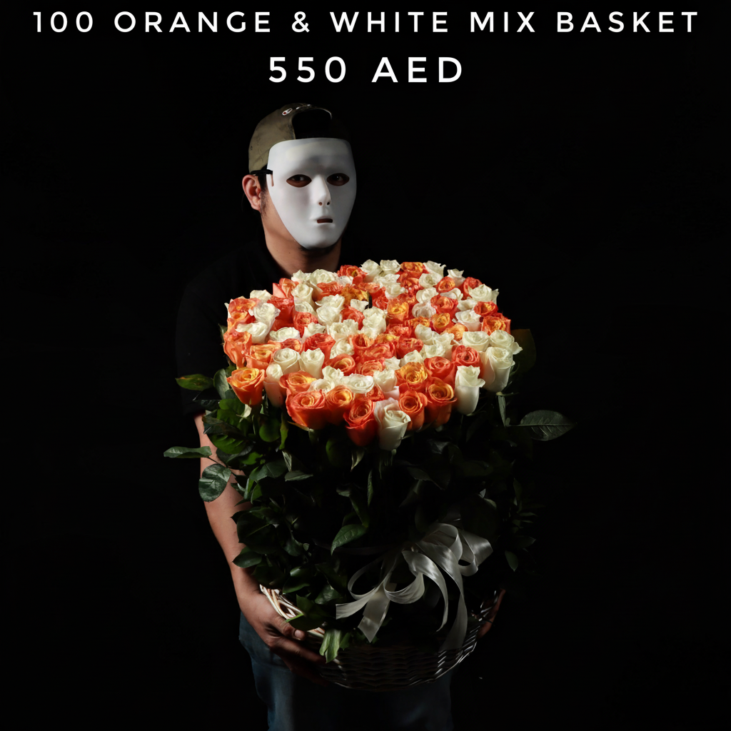 100 Orange & White Mix Basket Main image