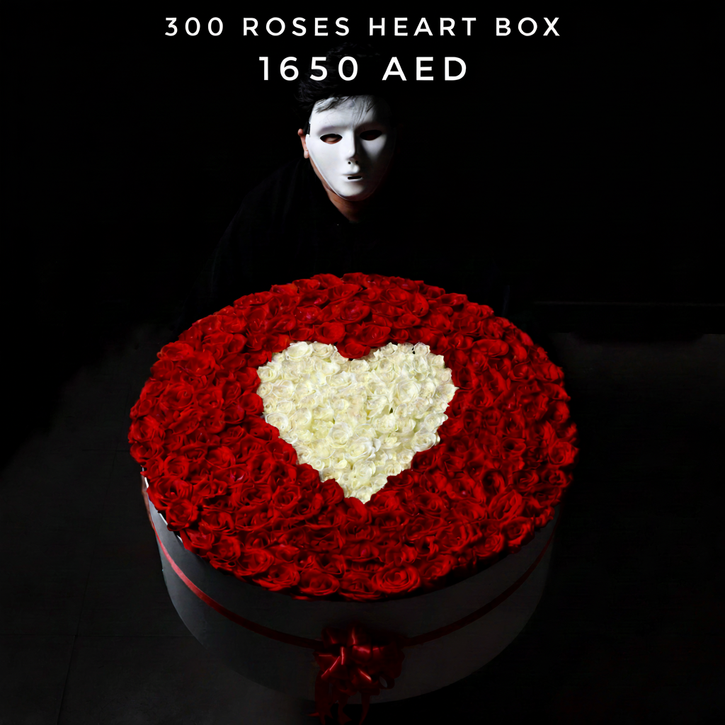 300 Roses Heart Box - 1650 AED Main image