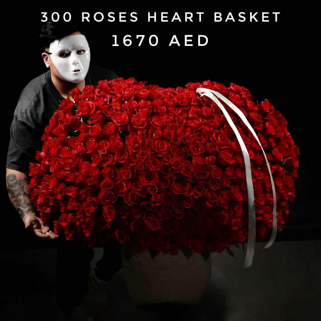 300 Roses Heart Basket Main image