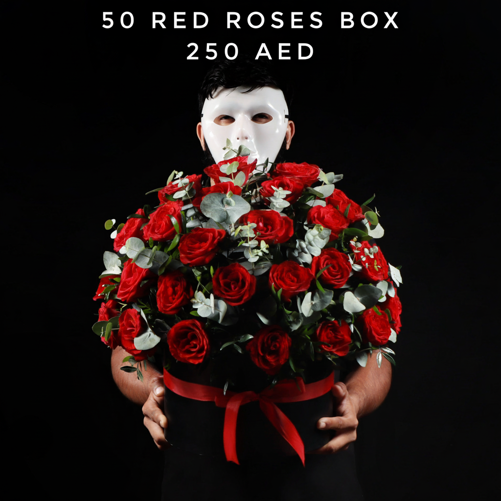 50 Red Roses Box - 250 AED