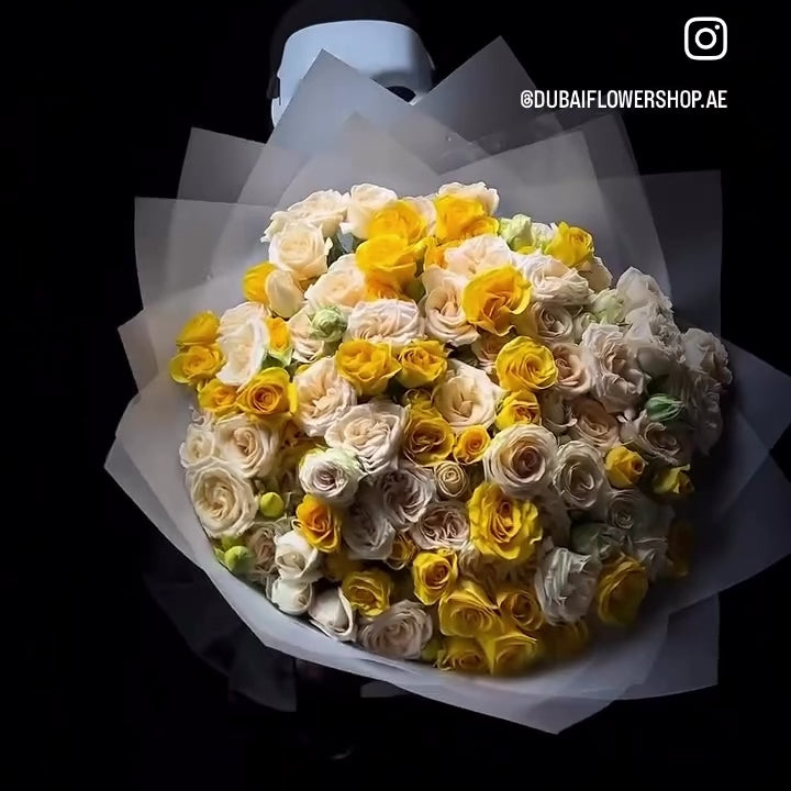 Mixed Peach & Yellow Spray Roses Bouquet