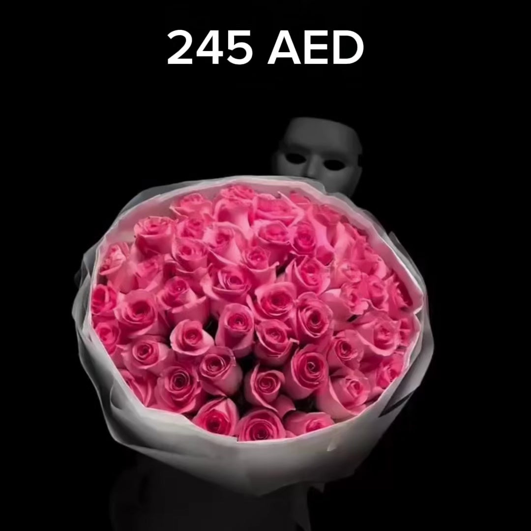50 Pink Revival Roses Bouquet