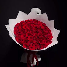 50 Red Roses Bouquet in White Wrapping